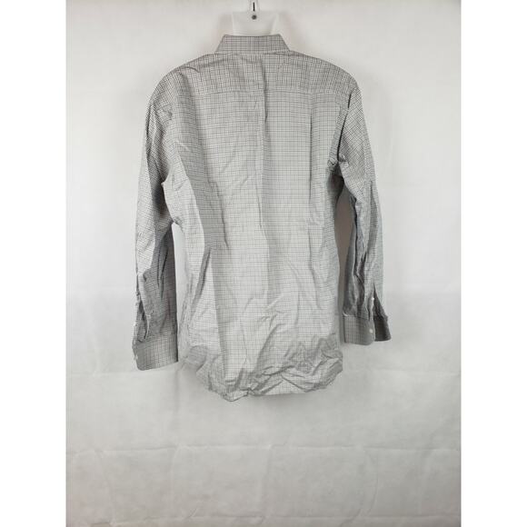 CANALI white square patterned dress shirt cuffed Mens Large - Picture 2 of 4